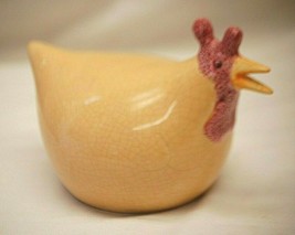 Chubby Ceramic Chicken Yellow Crackled Hand Painted Hen Farmhouse Decor - £13.19 GBP