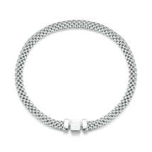 S925 Sterling Silver Platinum Plated Braided Basic Bracelet, Size: 19cm - £23.57 GBP