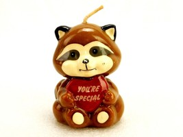 Valentine&#39;s Day Raccoon Figurine Candle, &quot;You&#39;re Special&quot; Heart, Vintage 1980s - £11.44 GBP