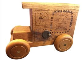 VTG Wooden USPS Truck Piggy Bank/Music Box 4 1/2”H 6”L Postal  Collectio... - $20.35