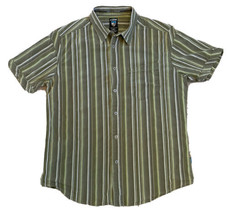 Kuhl Suncel Green Striped Men’s Button Down Short Sleeve Shirt Medium Textured - £17.43 GBP