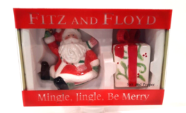 Fitz &amp; Floyd Mingle Jingle Be Merry Salt &amp; Pepper Christmas Santa &amp; Gift... - $10.39