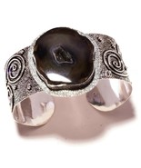 Agate Druzy Natural Gemstone 925 Silver Overlay Handmade Cuff Bangle Bra... - $66.94 CAD