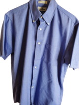 L.L.BEAN Size 16 Button Down Short Sleeve Blue Made In USA - £15.69 GBP
