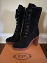 New TOD&#39;S Women’s Altraversione Lace Up Boots Size 37 /US 7 Black NIB - $899.99