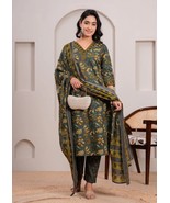 Green Color-Readymade Indian Dress- Pure Cotton Kurti &amp; Pant with Dupatt... - $60.00