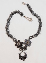 Vintage Hematite Bead Silver Clasp Necklace Jewelry tob - £51.97 GBP