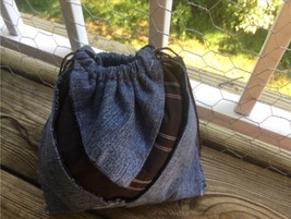 Upcycled Reinvented Japanese Omiyage Drawstring Jeans Gift Bag/Purse - £11.87 GBP