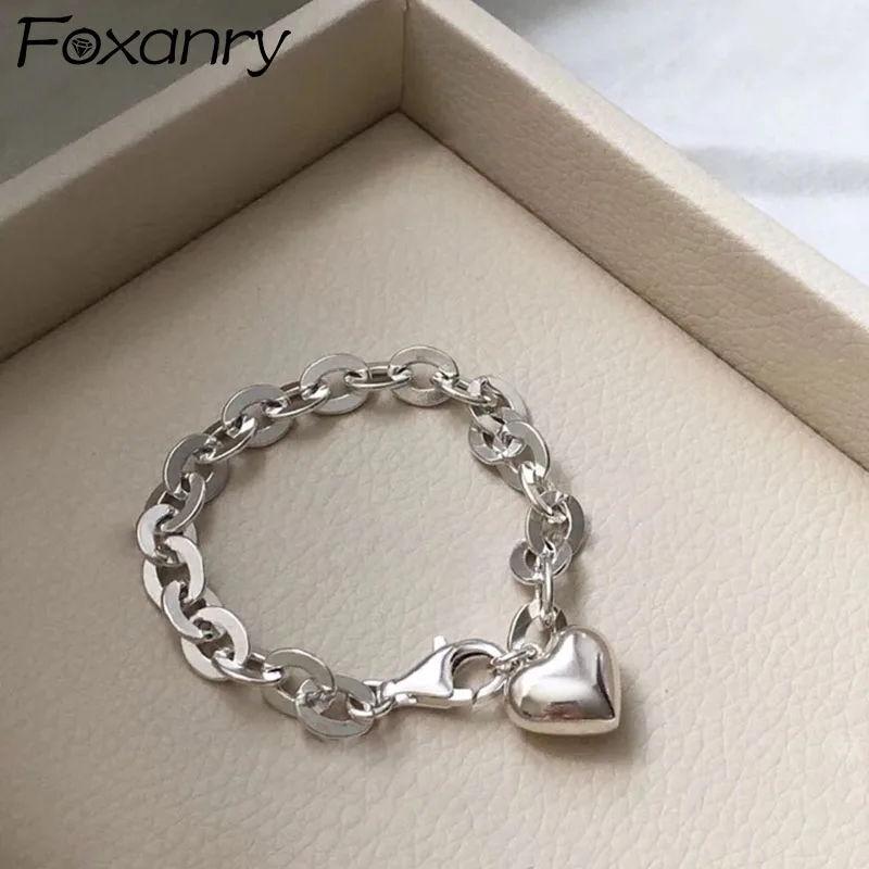 Stamp Thick Chain Bracelet Summer New Trend Punk Vintage Charm Sweet LOVE Heart  - £14.71 GBP
