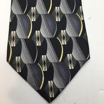 Arrow Mens 100% Silk Tie Necktie Geometric Gray Black Yellow Blue Office Church - £15.94 GBP