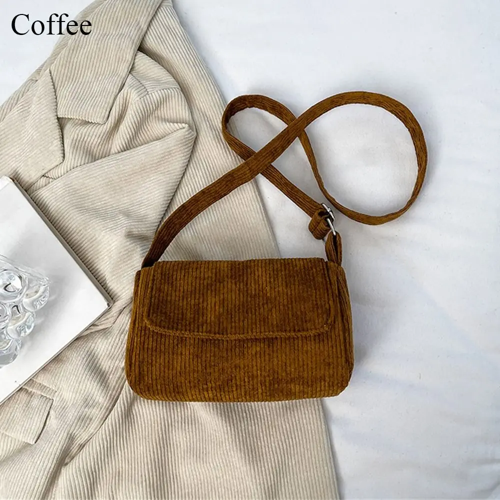 Solid Color Shoulder Bags Stylish Corduroy Small Handbags Crossbody Bags... - $20.34