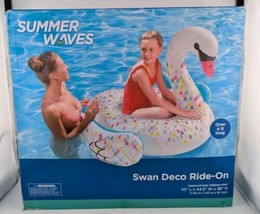 Summer Waves Swan Deco Ride On Pool Inflatable Over 4ft Rainbow (35) - $19.34