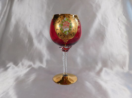 Red Bowl Wine Glasses with Dimensional Flowers # 23400 - £19.46 GBP