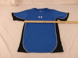 Children Youth Boy&#39;s Under Armour Black Blue White Workout Gym Shirt 30365 - £9.62 GBP