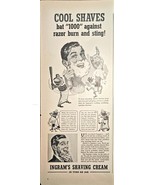 Ingrams Shaving Cream Cool Shaves Bat 1000 against burns-1940 Vintage Pr... - $221.42 MXN
