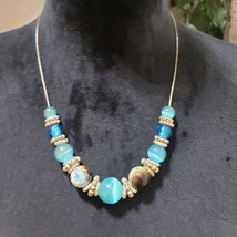 Womens Fashion Multi Bead Turquoise Stone Collar Necklace with  Lobster Clasp - £21.11 GBP