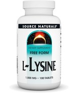 Source Naturals L-Lysine 1000mg 100 Tablets Essential Amino Acid Cold Sores - $19.11