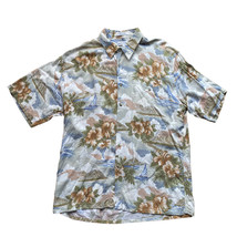 Pierre Cardin Men Sz Large Button Shirt Short Sleeve Hawaiian Shirt Sailboat - £11.92 GBP