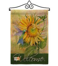 Sunflower with Hummingbird Burlap - Impressions Decorative Metal Wall Hanger Gar - £27.09 GBP