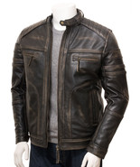 LE Men Vintage Biker Leather Jacket Eggesford - £100.71 GBP+