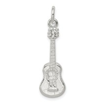 Sterling Silver Acoustic Guitar Charm &amp; 18&quot; Chain Jewerly 31.3mm x 9.1mm - £22.59 GBP