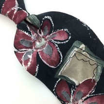 Como Collection USA Tie Floral Art Deco Black Brown Black Silk Necktie I17-86 - £12.65 GBP