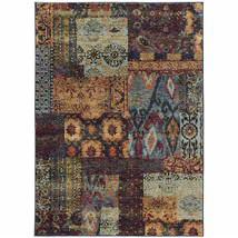 7' X 10' Blue and Gold Abstract Power Loom Area Rug - $730.99