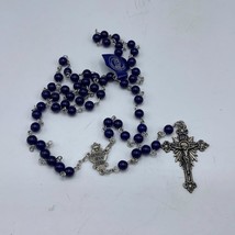 America Needs Fatima Blue Plastic Beaded Chain Rosary Necklace Cross Pen... - $32.14