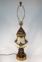 Lamp MidCentury Hollywood Regency Table Lamp Applied Flower Swirl Globe ... - £51.01 GBP