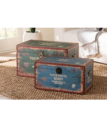 Douglas Dark Brown Fabric Oak Brown Finished 2Pc Storage Trunk Set - $3,738.56 MXN