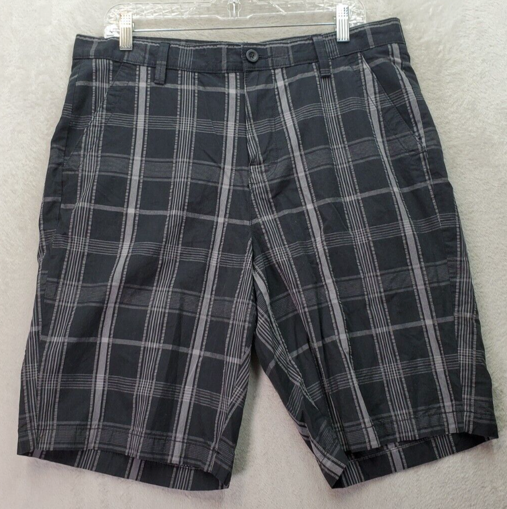 Apt. 9 Chino Shorts Men&#39;s Size 34 Black Plaid Cotton Golf Flat Front Hig... - $16.66