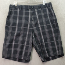 Apt. 9 Chino Shorts Men&#39;s Size 34 Black Plaid Cotton Golf Flat Front High Rise - £13.13 GBP