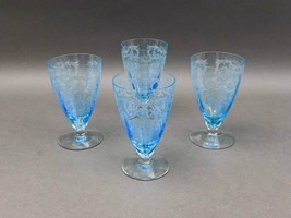 Fostoria Versailles Azure Blue 5 1/4&quot; Parfait Crystal Tumbler Glasses Se... - $279.99