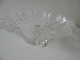 Vntg Crystal Glass fluted Cake / cookie Pedestal bowl Stand Clear  EUC - £10.25 GBP