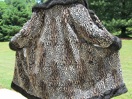 Elegant Vintage Leopard/Lynx Print Full Length Faux Fur Swing Coat Small... - £62.92 GBP