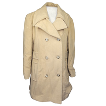 Vintage 70s Tan Wool Blend Pea Coat Size Large  - £59.13 GBP