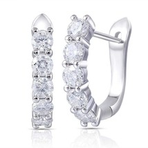 1.10Ct Simulated Diamond Hoop/Huggie Earrings 14K White Gold Plated Silver - £78.44 GBP
