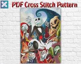 Halloween Jack And Sally Nightmare Before Christmas Counted Cross Stitch Pattern - £2.79 GBP