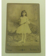 Antique cabinet card photo girl in dress Ethel Lambert Kays Kenton Ohio ... - £3.90 GBP