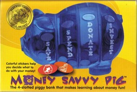 Money Savvy Piggy Bank Blue 4 Slots:Save,Donate,Spend,Invest Parents&#39; Choice Awa - £7.98 GBP