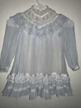 Vintage Gunne Sax Jeunes Filles Blue Lace Trim Girls Dress Sz 4 - $49.49