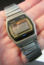 Vintage Digital Watch Timex Chronograph Stainless Steel 1970&#39;s - £16.09 GBP