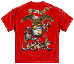 New Usmc Eagle Globe T Shirt  Red  Semper Fidelis Marines - £17.39 GBP+