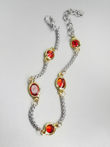 GORGEOUS Designer Style Silver Box Chain Cable Garnet Red CZ Crystals Bracelet  - $14.99