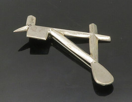 NAVAJO 925 Silver - Vintage Shiny Modernist Animal Letter A Brooch Pin - BP6932 - £104.67 GBP