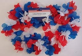 Patriotic American Flower Leis Red White &amp; Blue, 38&quot;, 3 Ct/Pk - £2.36 GBP