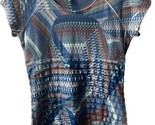 Cubism Top Womens Size S Blue Rust Layered SemiSheer Textured Cap Sleeve... - $14.28