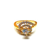 Swirl style simulated diamond 24k gold filled wedding ring, proposal mar... - £31.45 GBP