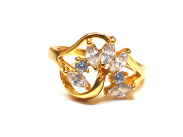 Princess style simulated diamond 24k gold filled wedding ring proposal ring - $40.00