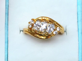 Shiny simulated diamond 24k gold filled wedding ring proposal marry ring - $40.00